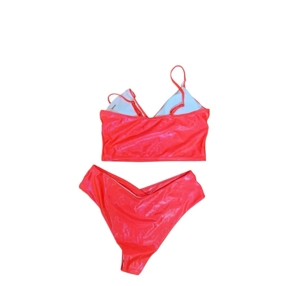 SHEIN Orange Shimmer Bikini Set Women's Large - Picture 3 of 11